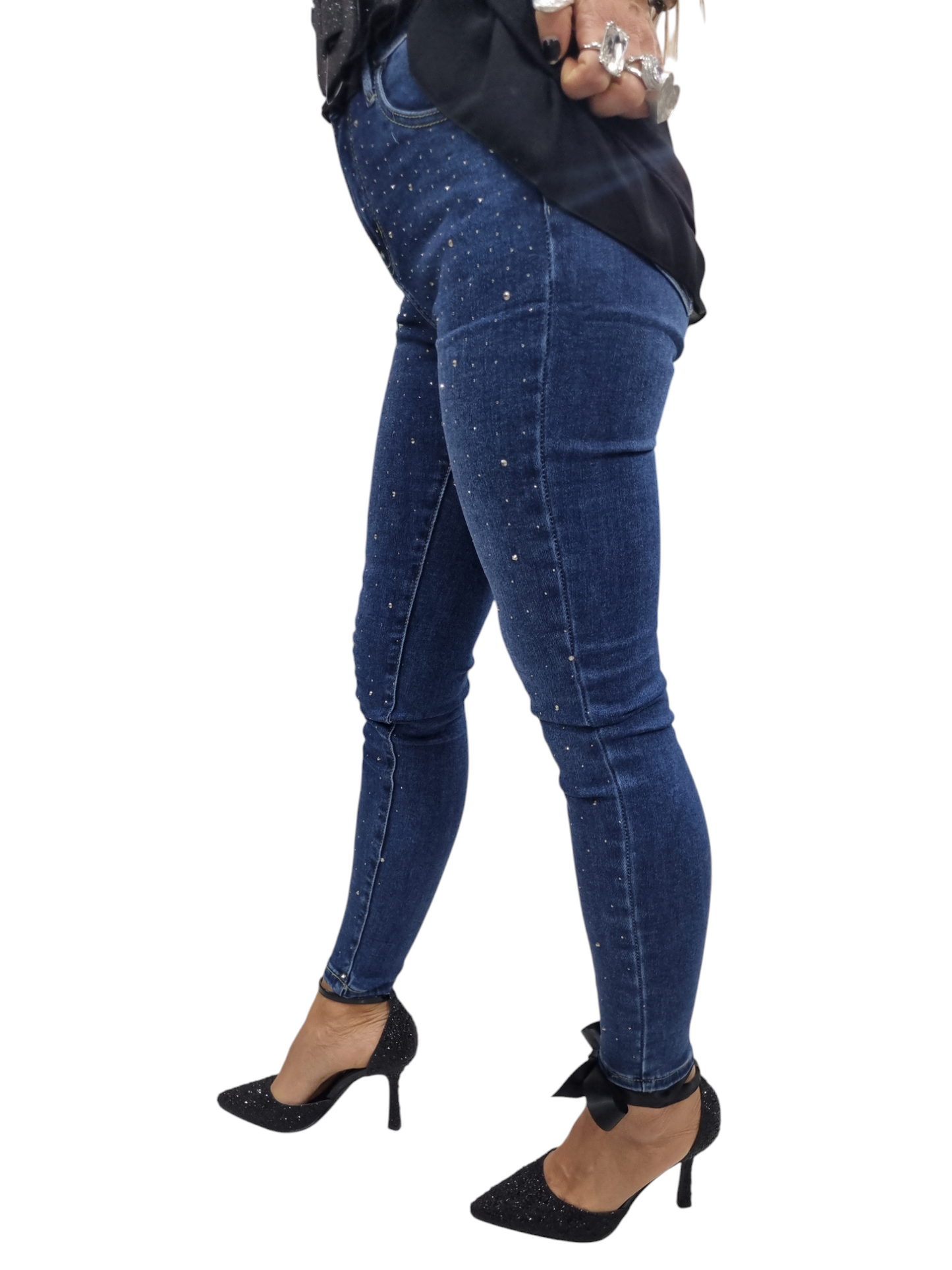 Jeans scuro con brillantini  low cost